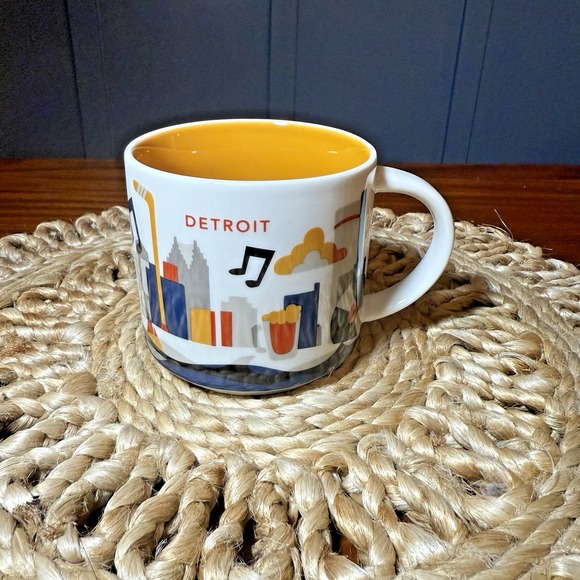 Starbucks Detroit Coffee Mug Cup 2015 You Are‎ Here Collectors Series 14oz EUC - Picture 1 of 6